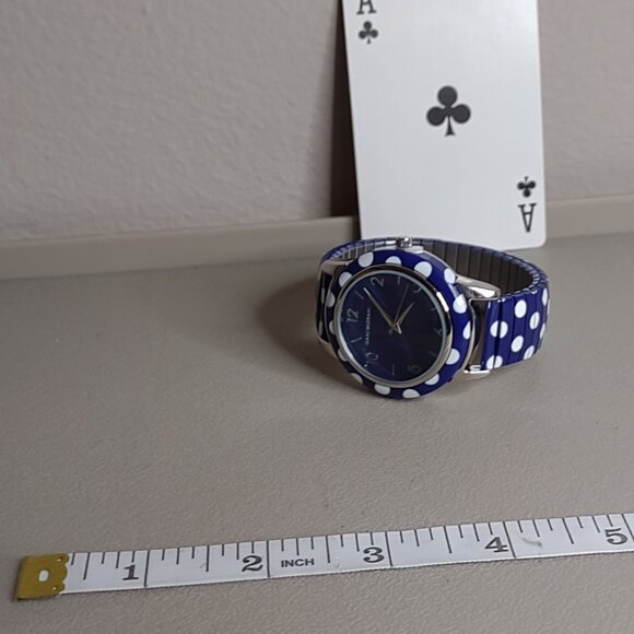 Untested Blue With White Polka Dots Stretch Watch With Blue Dial - Picture 3 of 7
